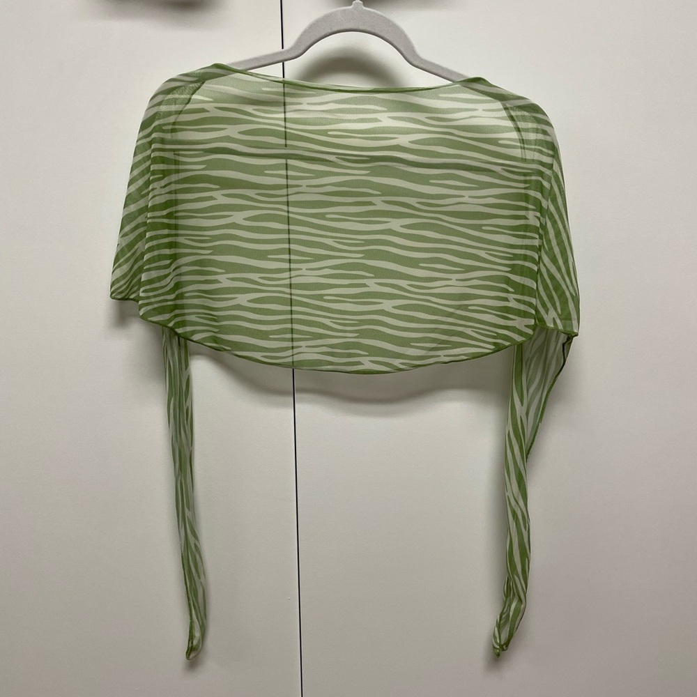 SHEIN swim coverup/ sarong green/white tiger-striped Size Small